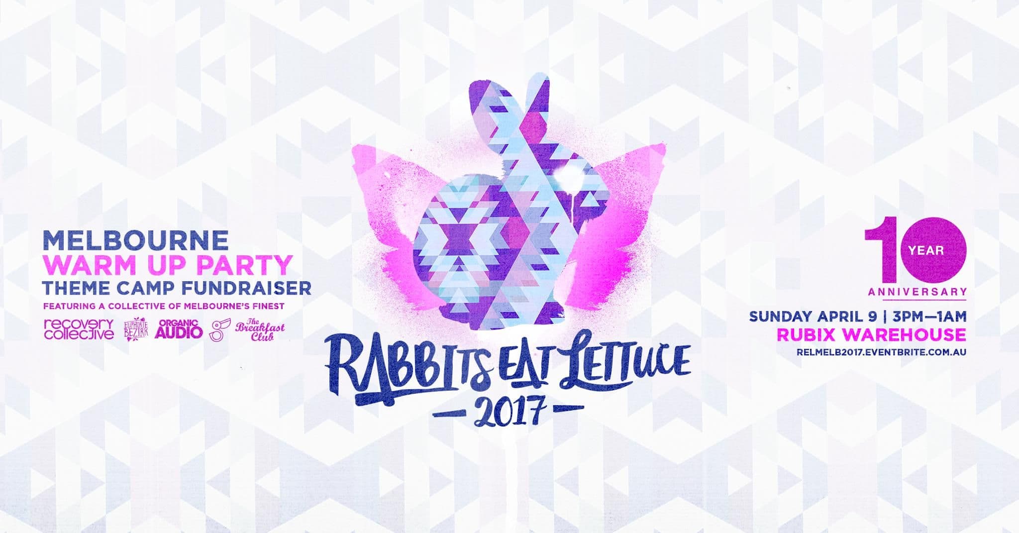Poster for Rabbits Eat Lettuce: Melbourne Warm Up x Theme Camp Fundraiser