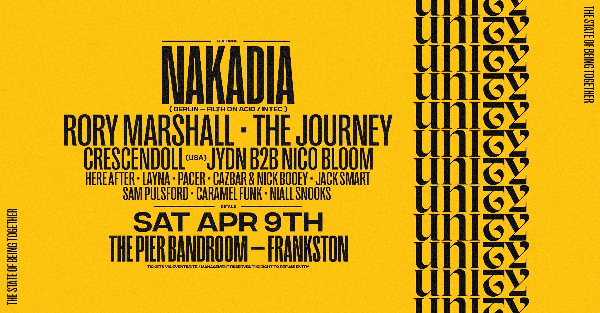 Poster for UNITY 02 ft. Nakadia (Berlin) + Rory Marshall + The Journey + Crescendoll (USA)